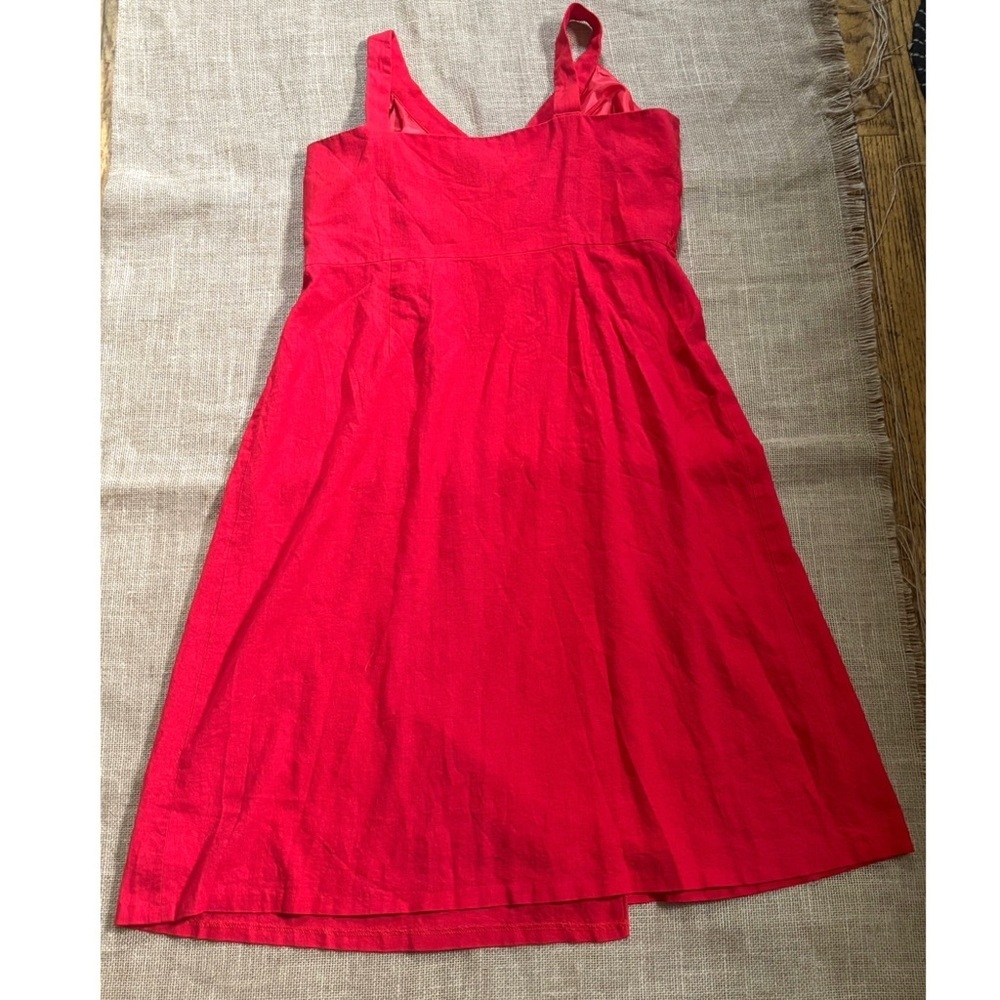 Vintage Spiegel Tomato Red Linen Blend Wrap Dress Size 14 16 Quiet Luxury READ - Picture 3 of 5
